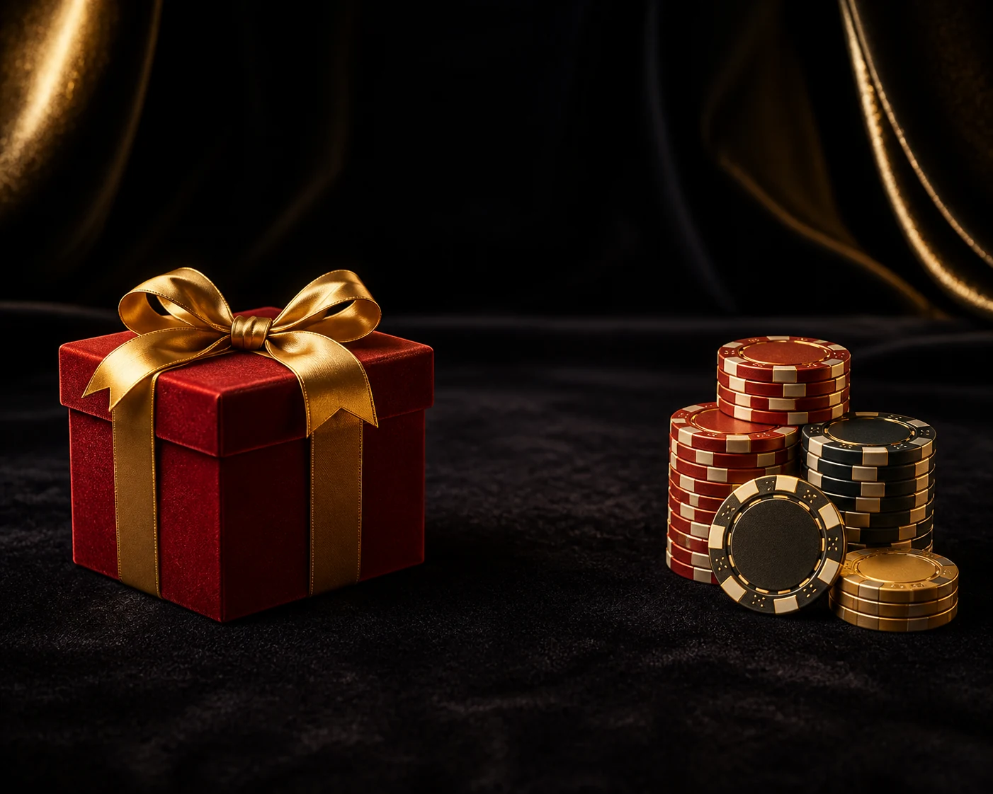 Lucky247 no-deposit eligibility represented by a gift box and chips