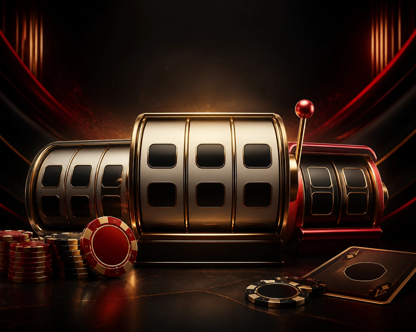 Lucky247 slot formats represented by blank reels and casino chips